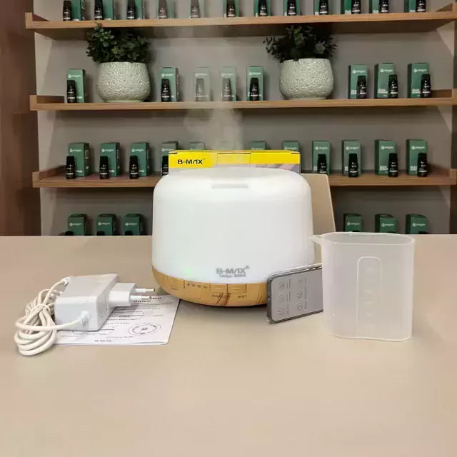 Kit Difusor LED (500ml) + 3 Óleos Essenciais (Lavanda + Alecrim + Laranja) + BRINDE